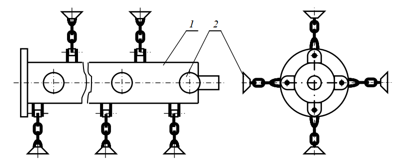 Схема ротора косилки-измельчителя с шарнирно закрепленными чашечными ножами
