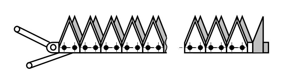 Схема сегментного двухножевого режущего аппарата