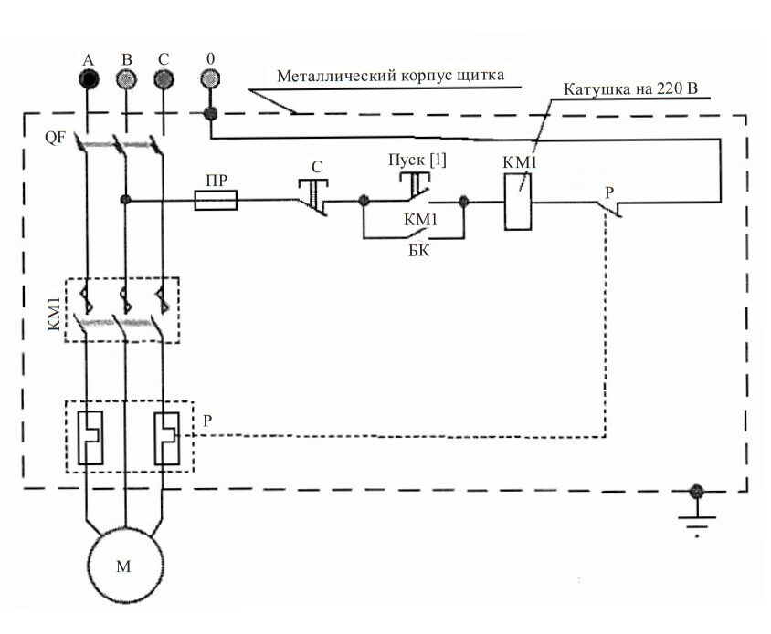 Подключение нереверсивного магнитного пускателя. Схема включения нереверсивного пускателя. Схема нереверсивного магнитного пускателя. Магнитный пускатель 220в схема. Схема подключения нереверсивного магнитного пускателя.