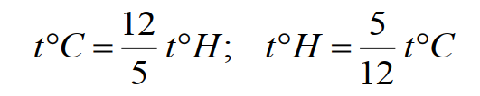 Формула для перевода градусов Гука в градусы Цельсия