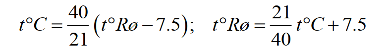 Формула для перевода градусов Рёмера в градусы Цельсия