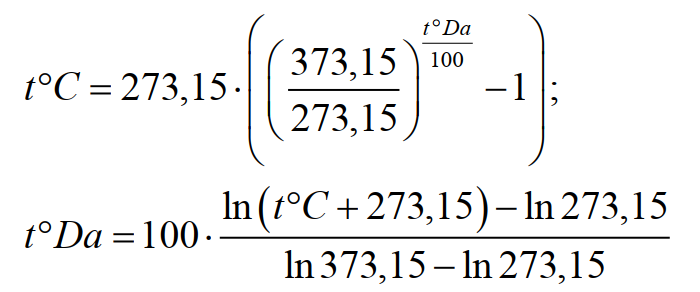 Формула для перевода градусов Дальтона в градусы Цельсия