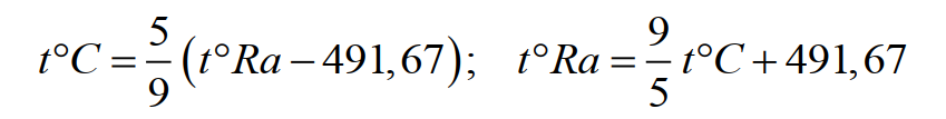 Формула для перевода градусов Рэнкина в градусы Цельсия